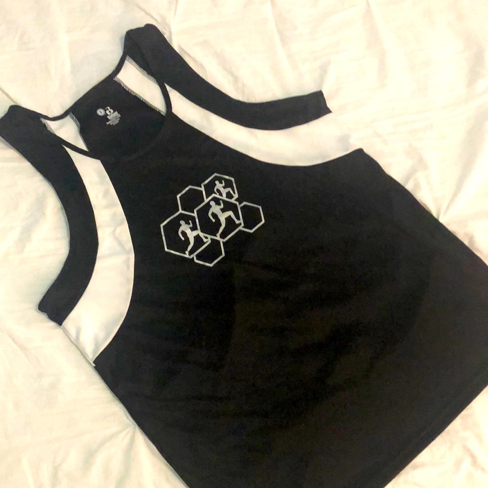 Badger athletic singlet, Black and white, silver chest print, Men large